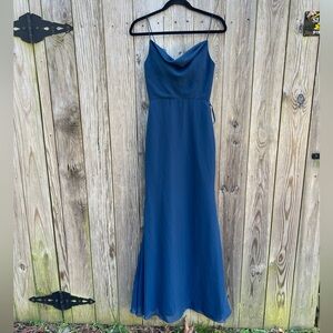 VOW’D Navy Blue Spaghetti Strap Cowl Neckline Bridesmaids Dress Women’s 0 NWT
